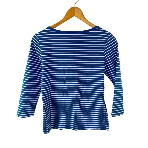 Polo Ralph Lauren Blue White Stripe Boatneck 3/4 Sleeves T-shirt - Picture 6 of 10